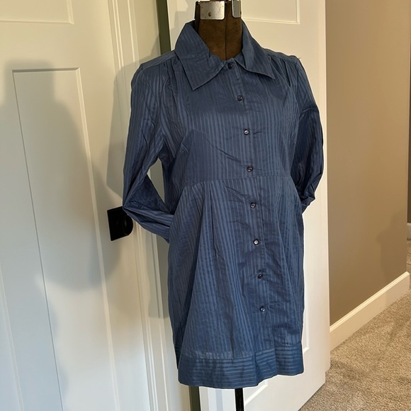 Mac & Jac ladies blouse with interest 3/4 sleeve & pockets NWT pinstriped sz 10 - Picture 4 of 15